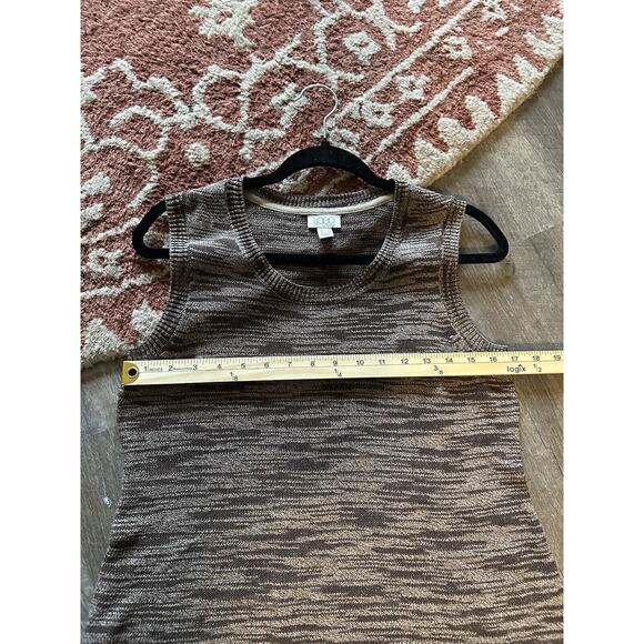 Lori Goldstein Brown Knit Sleeveless Tunic Tank Lace Trim Womens Small S - Picture 3 of 8